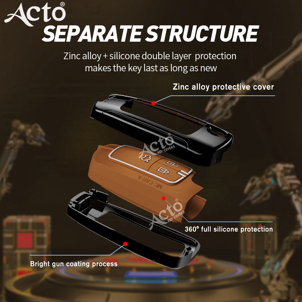 Acto Metal Sapphire Key Cover and Key chain Compatible with Chevrolet Cruze Pack of 1 Set (Glow in the Night)