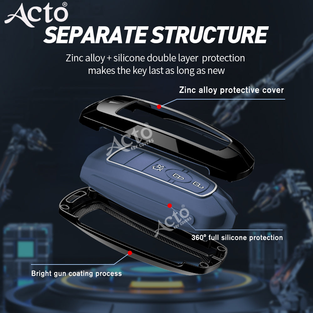 Acto Metal Sapphire Key Cover and Key chain Compatible with Ford Fiesta Pack of 1 Set (Glow in the Night)
