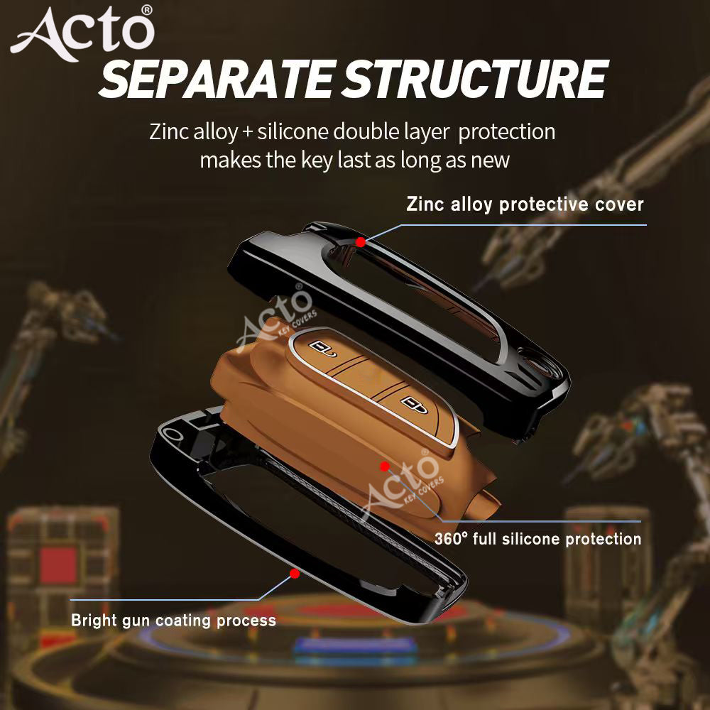 Acto Metal Sapphire Key Cover and Key chain Compatible with Toyota Corolla Altis and Innova Crysta Pack of 1 Set (Glow in the Night)