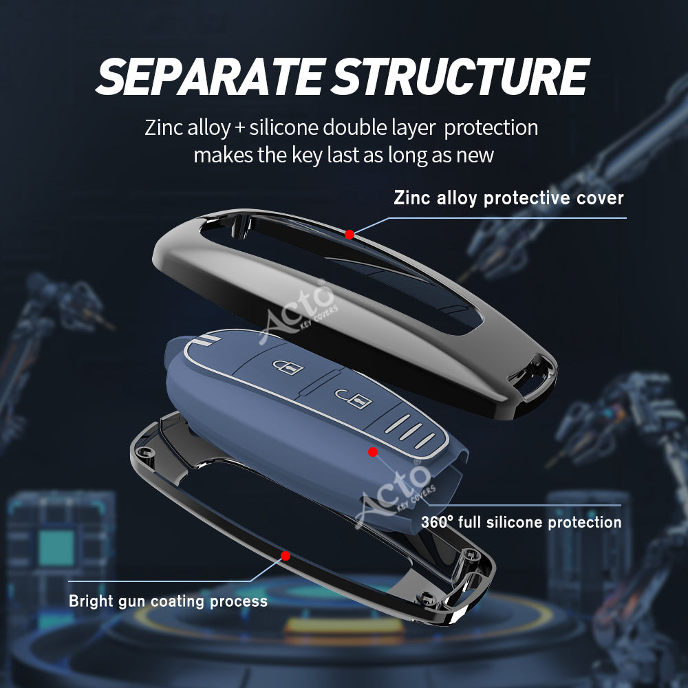 Acto Metal Sapphire Key Cover and Key chain Compatible with Suzuki Baleno I Breeza I Ciaz I Ignis I S-cross 3Button Pack of 1 Set (Glow in the Night)