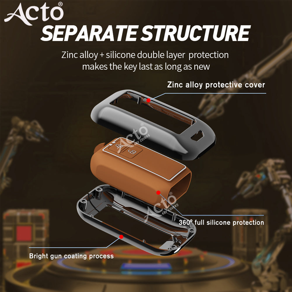 Acto Metal Sapphire Key Cover and Key chain Compatible with Suzuki New Baleno I New Swift I New Dzire I New Ertiga I XL6 Pack of 1 Set (Glow in the Night)