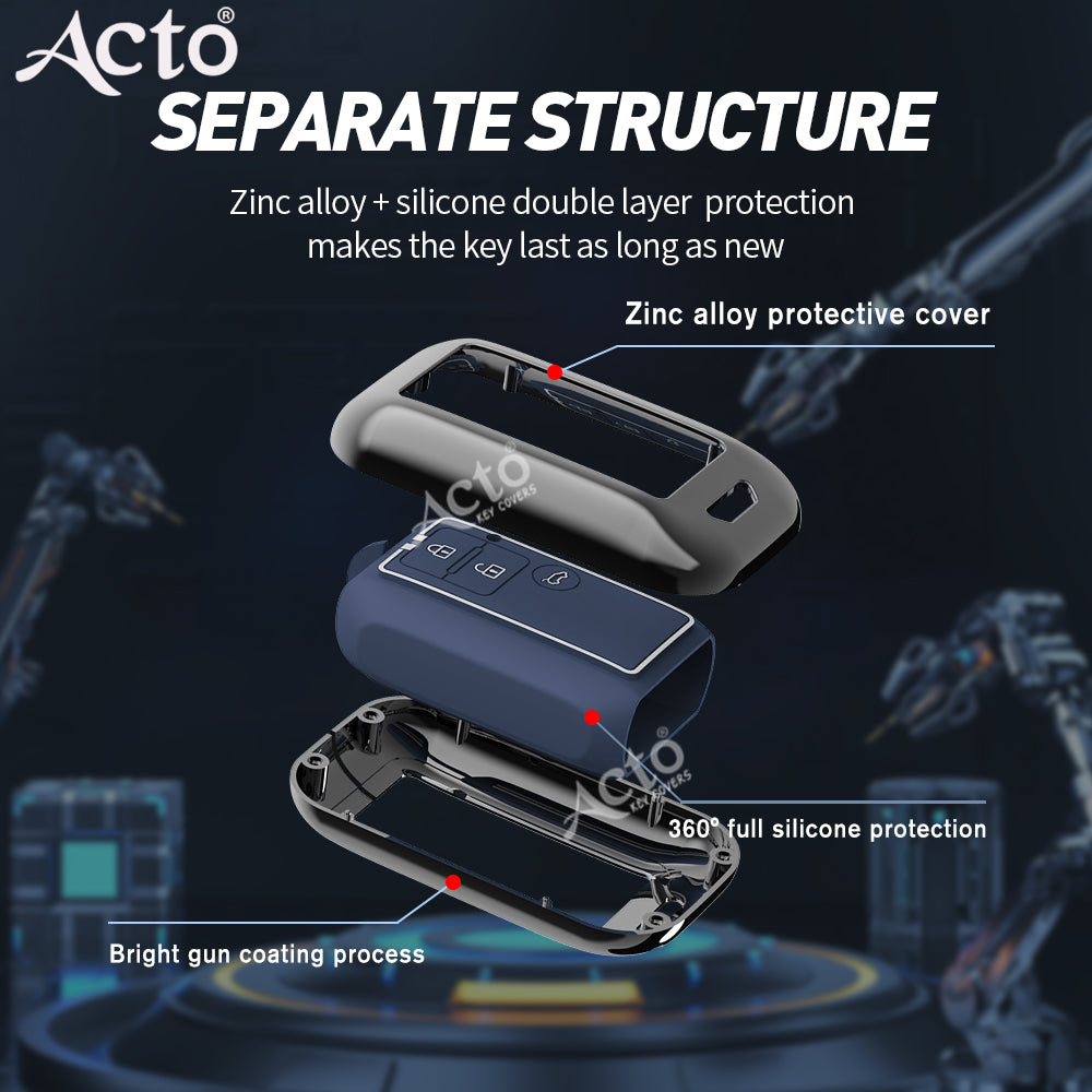Acto Metal Sapphire Key Cover and Key chain Compatible with Suzuki New Dzire I New Ertiga Pack of 1 Set (Glow in the Night)
