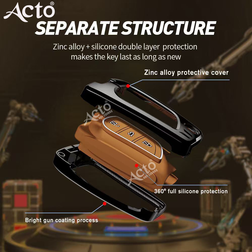 Acto Metal Sapphire Key Cover and Key chain Compatible with Toyota Corolla Altis and Innova Crysta Pack of 1 Set (Glow in the Night)