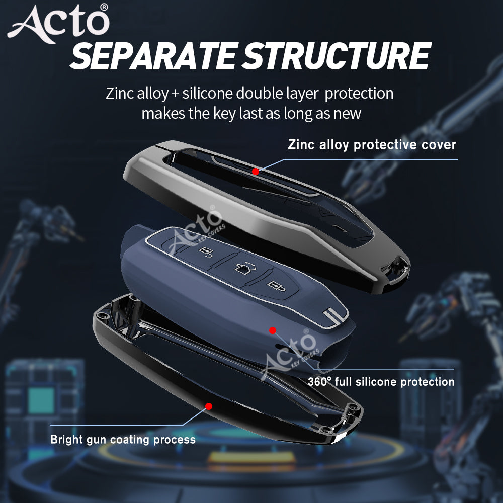 Acto Metal Sapphire Key Cover and Key chain Compatible with Mahindra Xuv500 Pack of 1 Set (Glow in the Night)