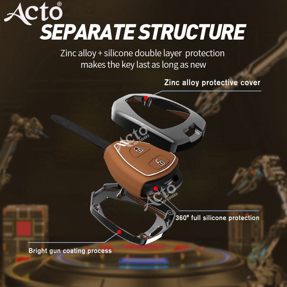 Acto Metal Sapphire Key Cover and Key chain Compatible with Toyota Camry, Corolla, Fortuner, Innova Pack of 1 Set (Glow in the Night)