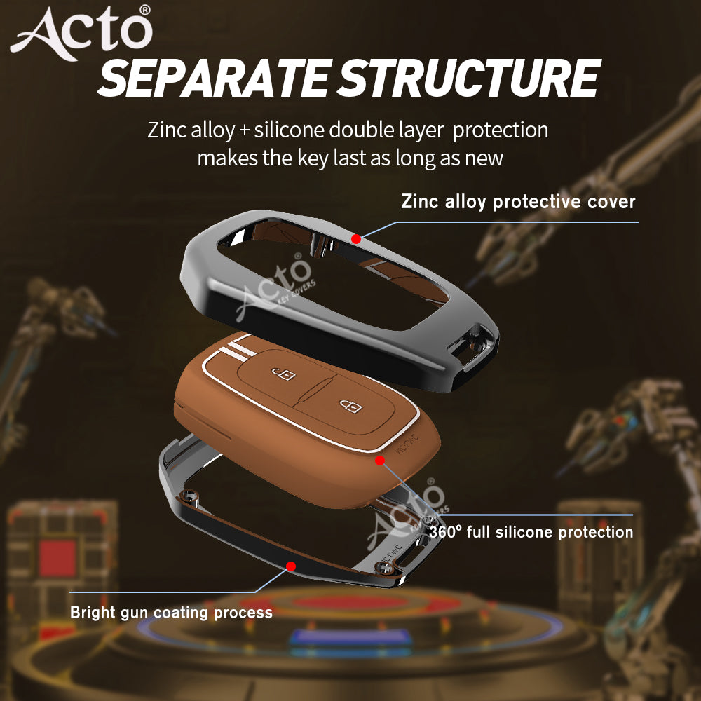 Acto Metal Sapphire Key Cover and Key chain Renault Duster, Kwid & Triber Compatible with  Pack of 1 Set (Glow in the Night)