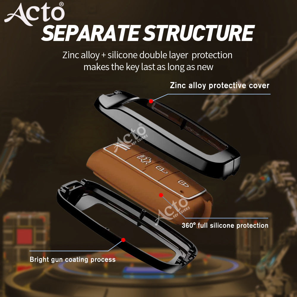 Acto Metal Sapphire Key Cover and Key chain KIA Seltos & Carens Compatible with  Pack of 1 Set (Glow in the Night)