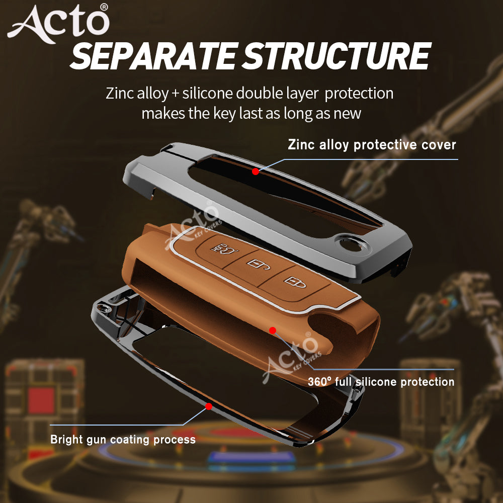 Acto Metal Sapphire Key Cover and Key chain Compatible with Hyundai Kona electric I Verna Pack of 1 Set (Glow in the Night)
