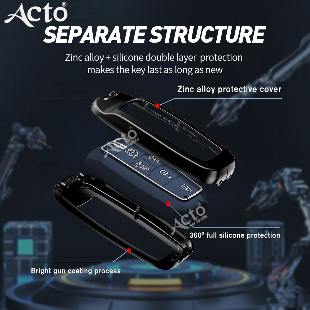 Acto Metal Sapphire Key Cover and Key chain KIA Carnival Compatible with  Pack of 1 Set (Glow in the Night)