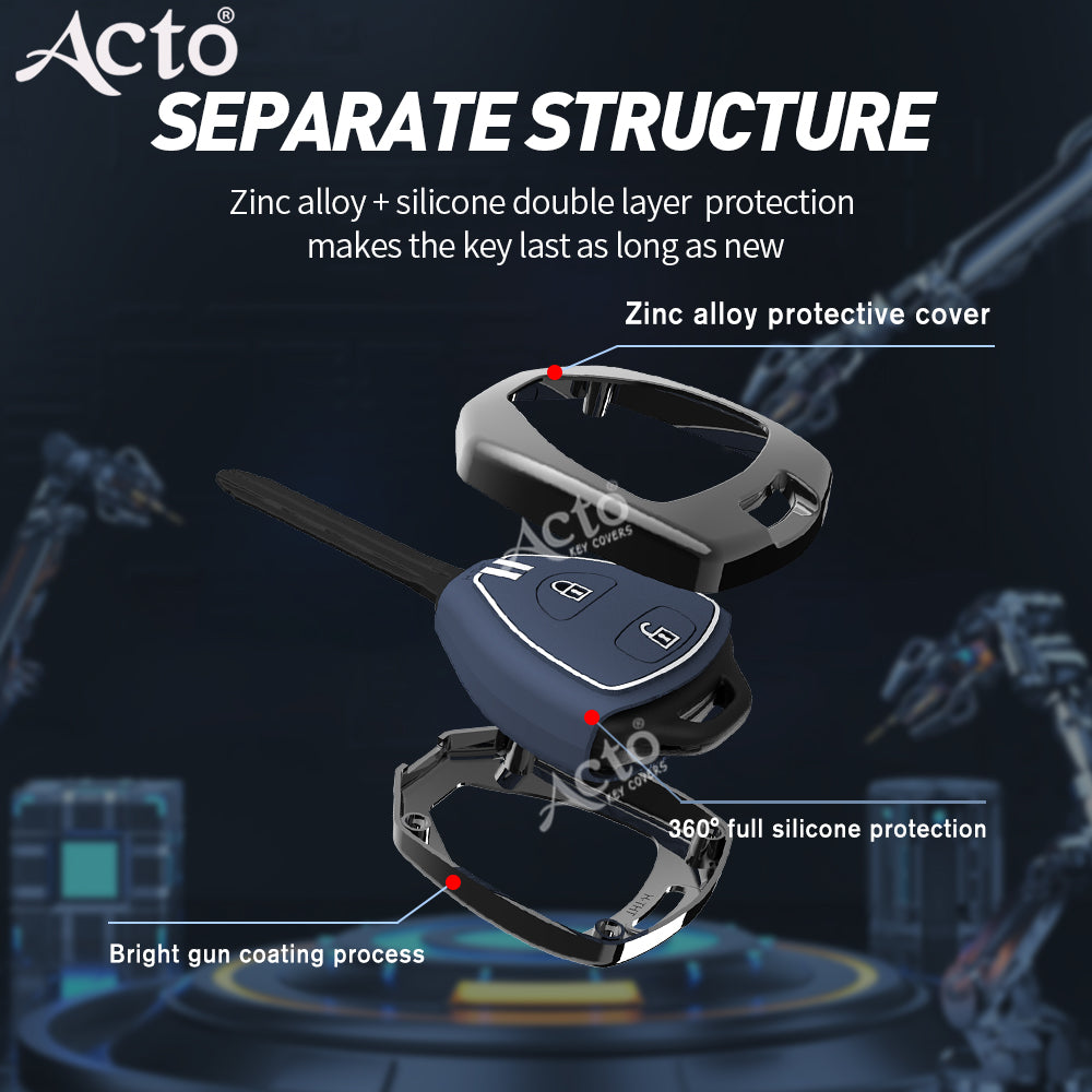 Acto Metal Sapphire Key Cover and Key chain Compatible with Toyota Camry, Corolla, Fortuner, Innova Pack of 1 Set (Glow in the Night)