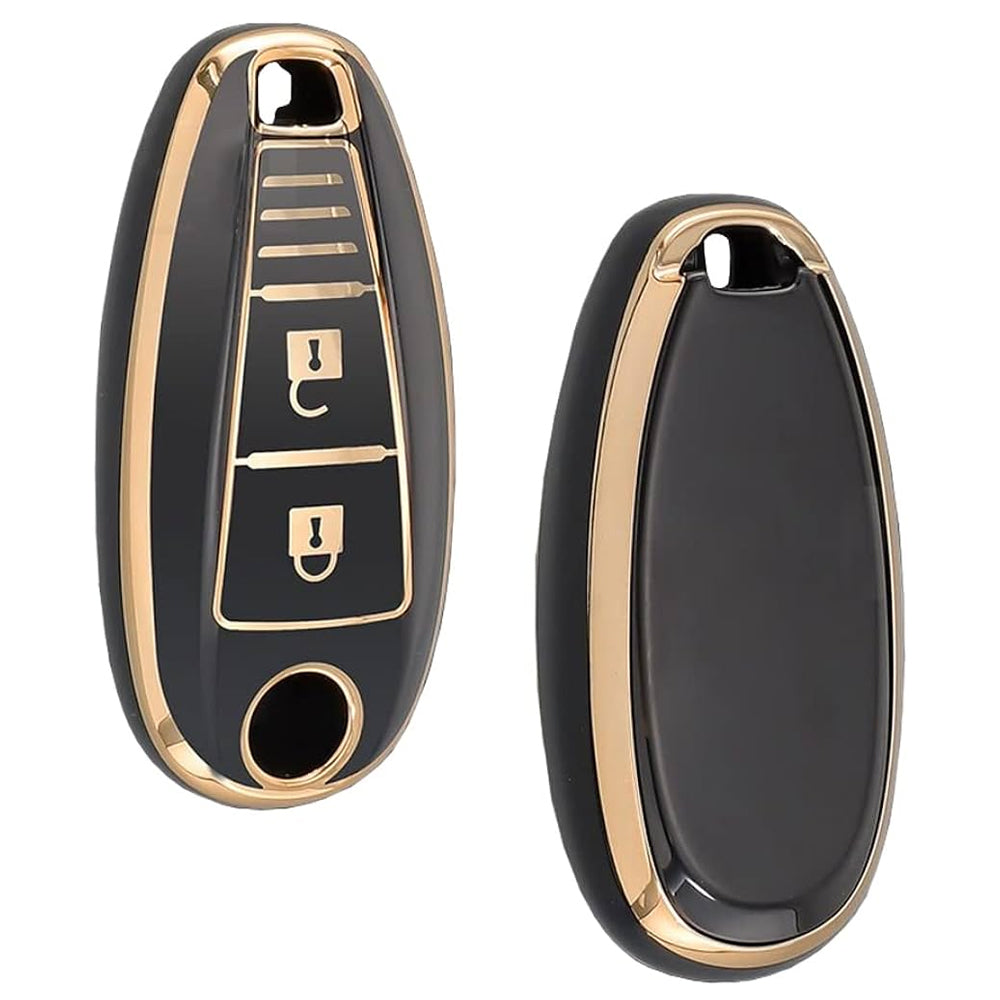 Acto TPU Gold Series Car Key Cover With Diamond Key Ring For Suzuki Baleno