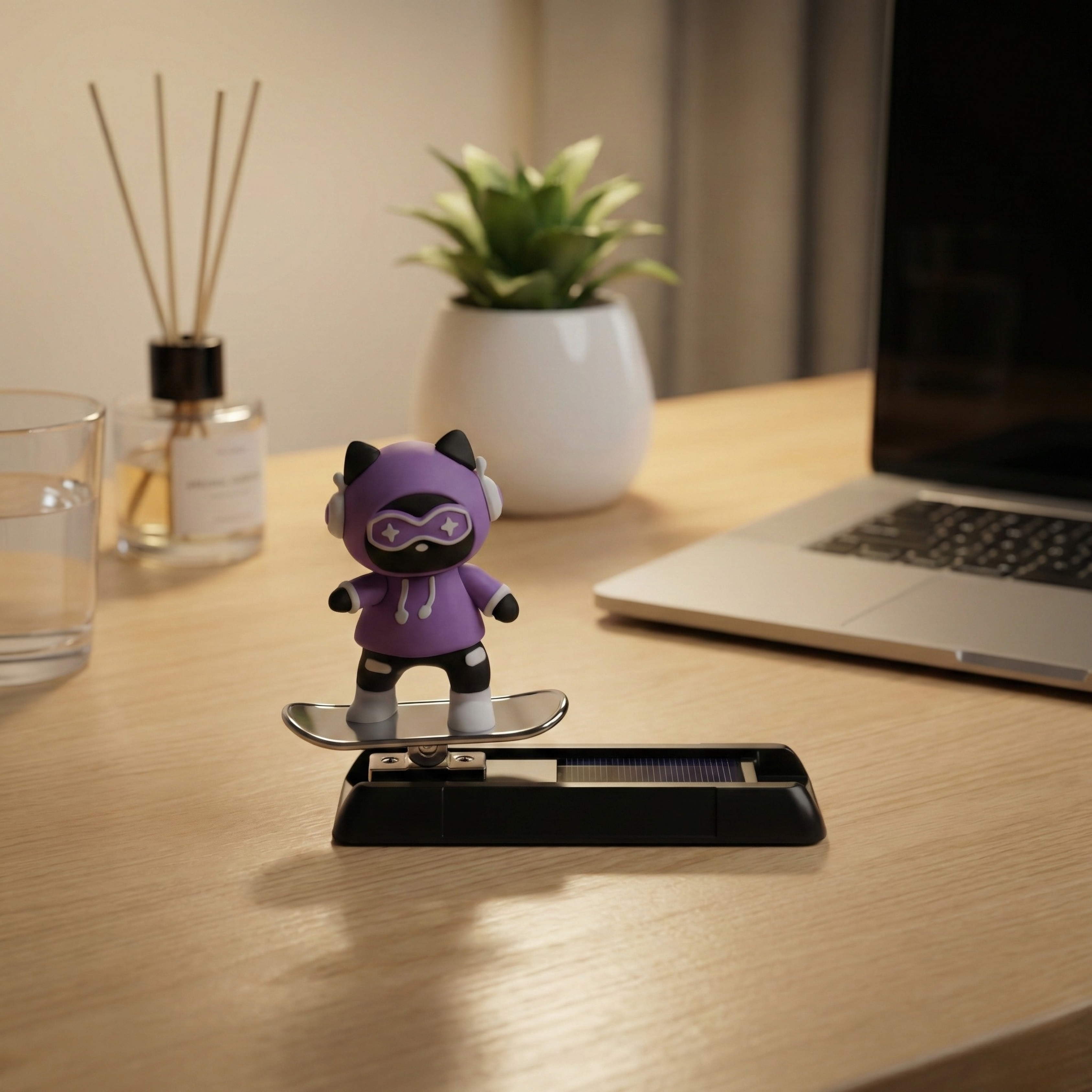 Acto Car Dashboard Unique Sliding Bunny Car Interior Accessory – Cute Skateboarding Dashboard Decor with Temporary Parking Card Number Plate