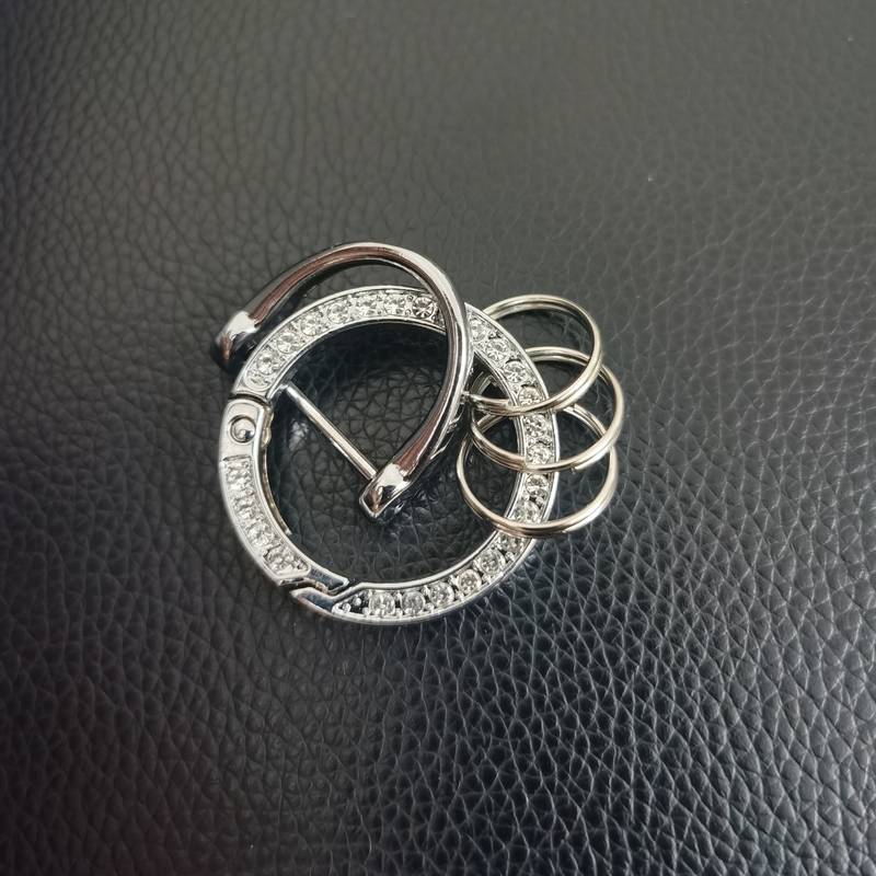 Fashion Luxury Keychain Crystal O Ring Spring Keyfob Metal Connecting