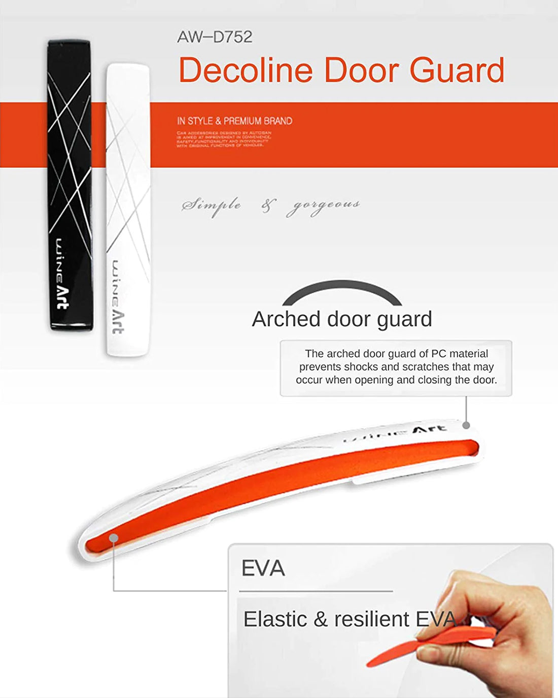 Car Wine Decoline Reflector Door Guard Edge Protector Set Of 4Pcs In Blk