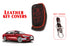 ACTO Leather key cover in Black color With Red Stitches with key chain Compatible With Audi A6 3 Button