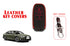 ACTO Leather key cover in Black color With Red Stitches with key chain Compatible With Audi A8 3 Button
