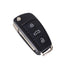 ACTO Leather Car Key Cover with Key Chain Compatible for Audi A6 / Q3 / Q5 / Q7 3 Button Smart Key | Black with Red Stitching | Premium Leather Key Case | 360° Protection | Stylish Key Fob Cover | Pack of 1
