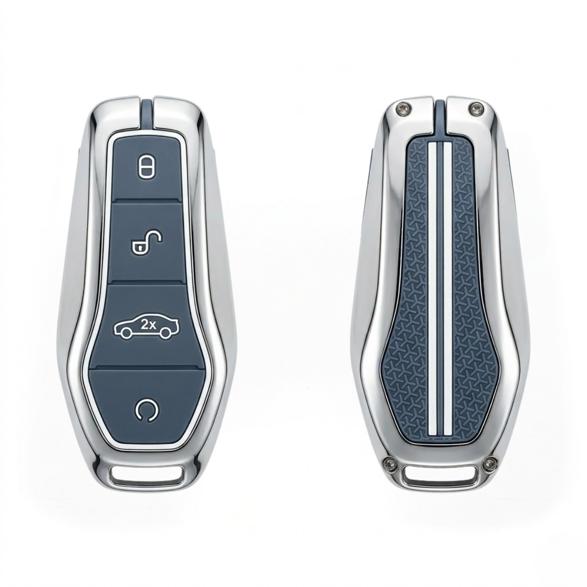 Acto Metal Sapphire Key Cover & Key Chain Compatible with BYD Atto 3, Seal, Sealion & eMax7 3 Button Smart Key | Premium Zinc Alloy Case | Glow-in-the-Dark Buttons | 360° Full Protection | Pack of 1