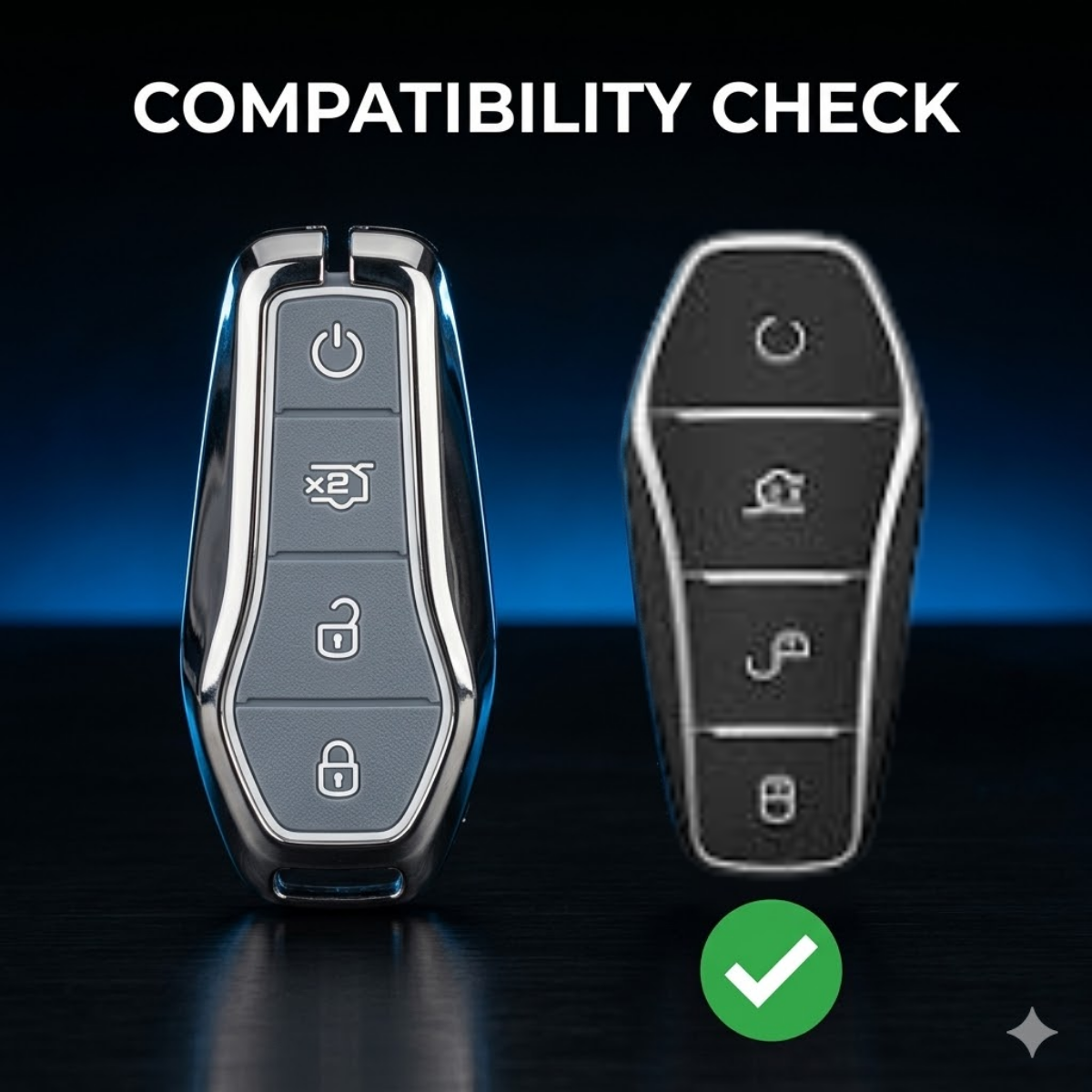 Acto Metal Sapphire Key Cover & Key Chain Compatible with BYD Atto 3, Seal, Sealion & eMax7 3 Button Smart Key | Premium Zinc Alloy Case | Glow-in-the-Dark Buttons | 360° Full Protection | Pack of 1
