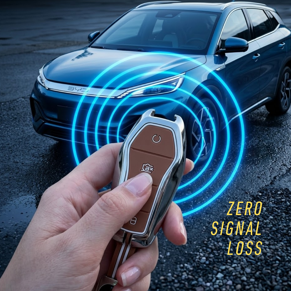 Acto Metal Sapphire Key Cover & Key Chain Compatible with BYD Atto 3, Seal, Sealion & eMax7 3 Button Smart Key | Premium Zinc Alloy Case | Glow-in-the-Dark Buttons | 360° Full Protection | Pack of 1