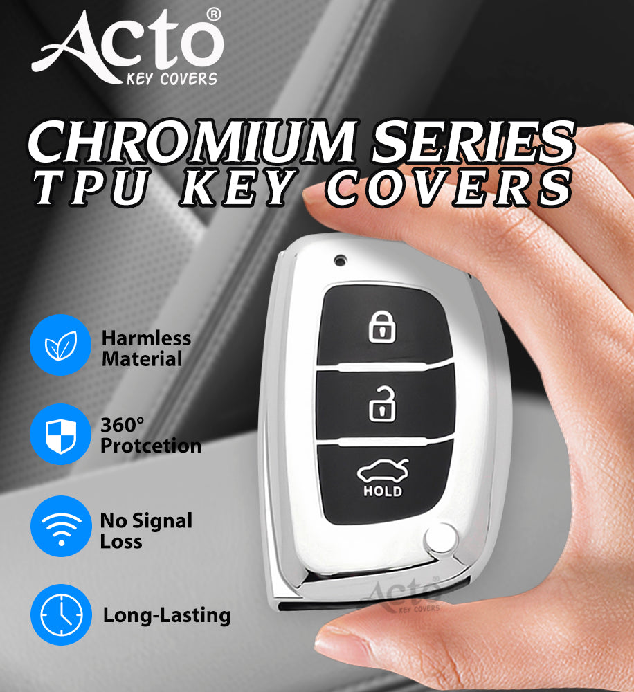 Acto Car Key Cover Chromium Series Compatible with I-10 Grand Nios