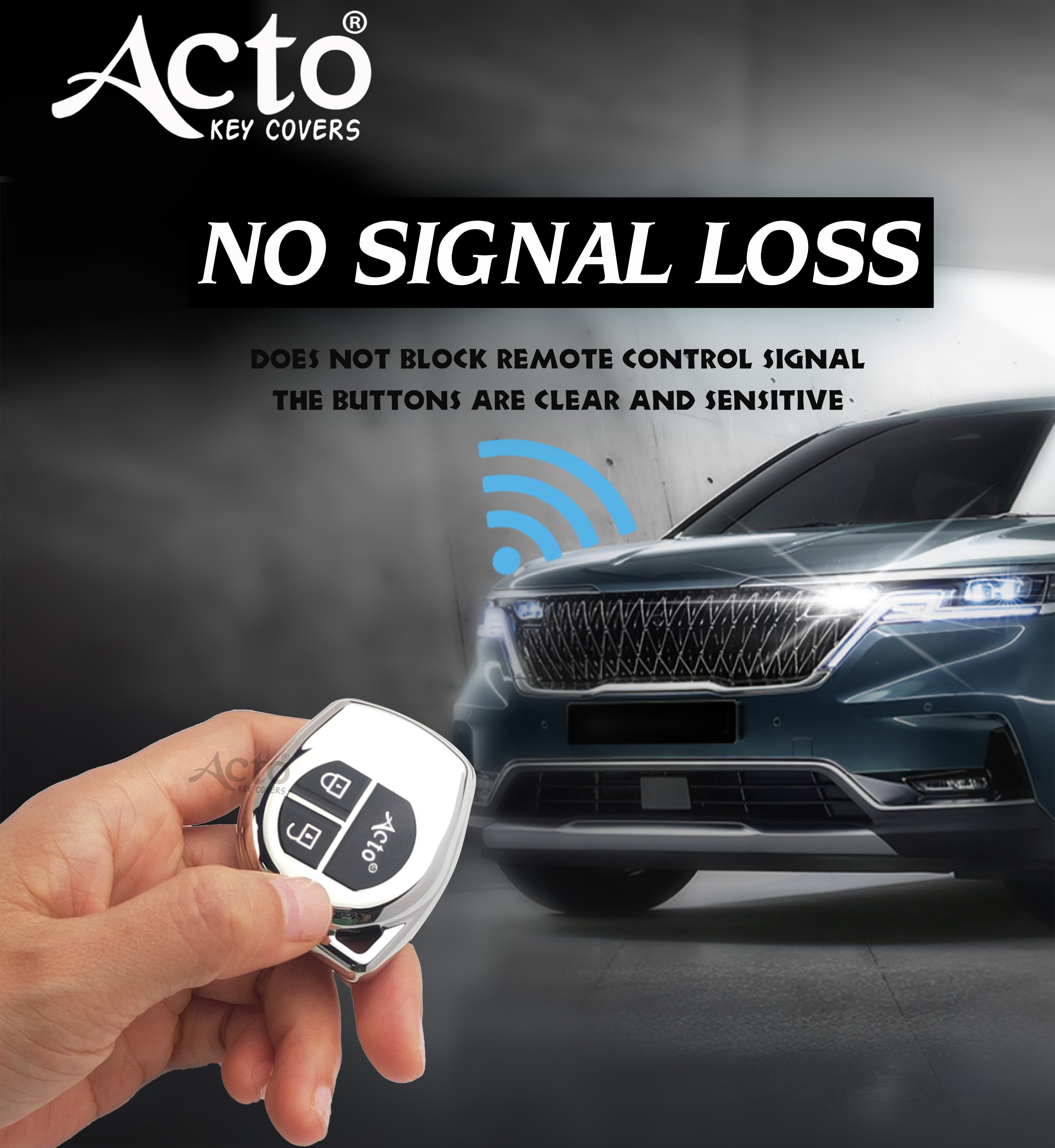 Acto Car Key Cover Chromium Series Compatible with Alto 2 Button