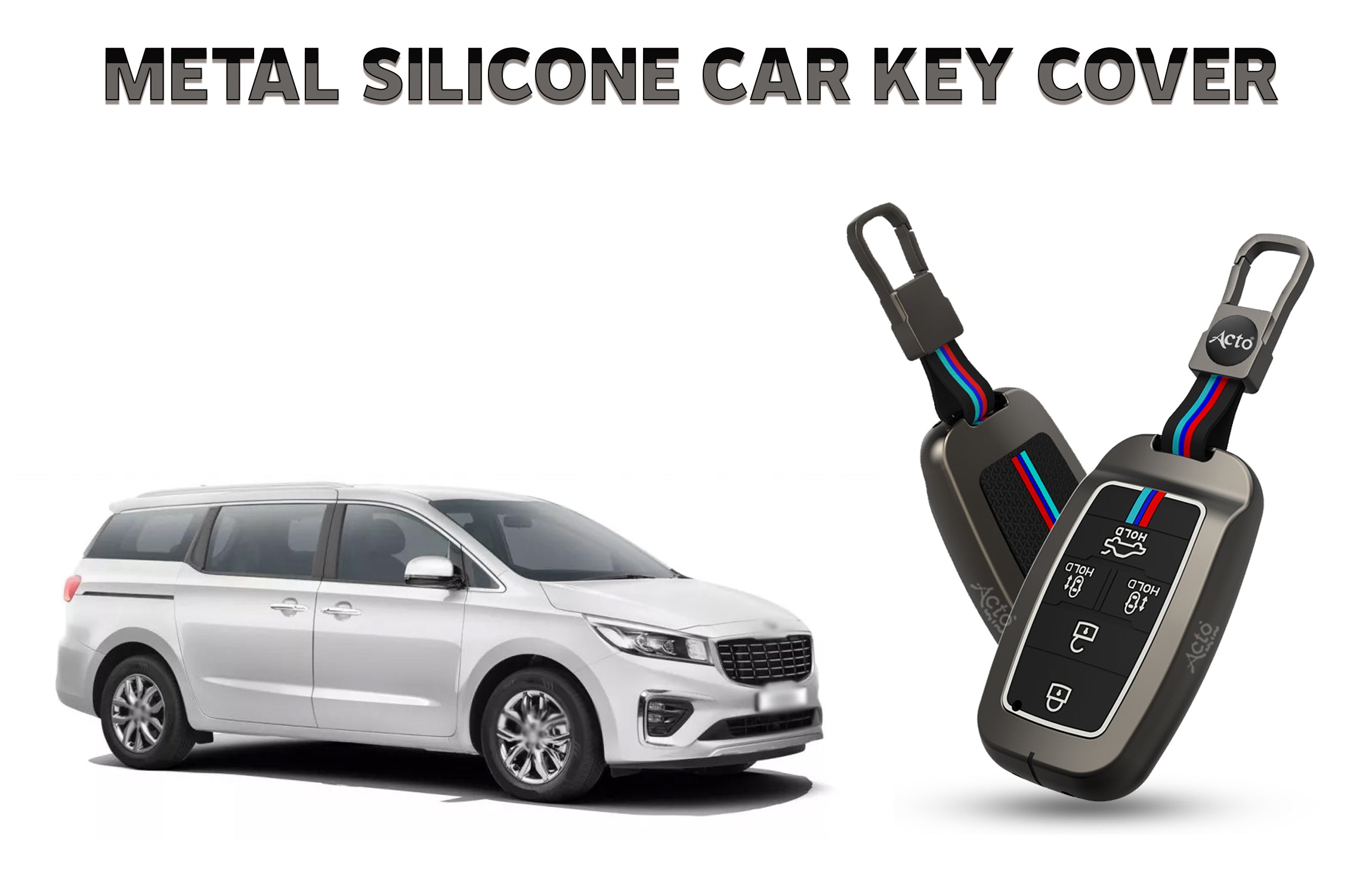 Acto Car Key Cover Metal Silicone Compatible with Kia Carnival