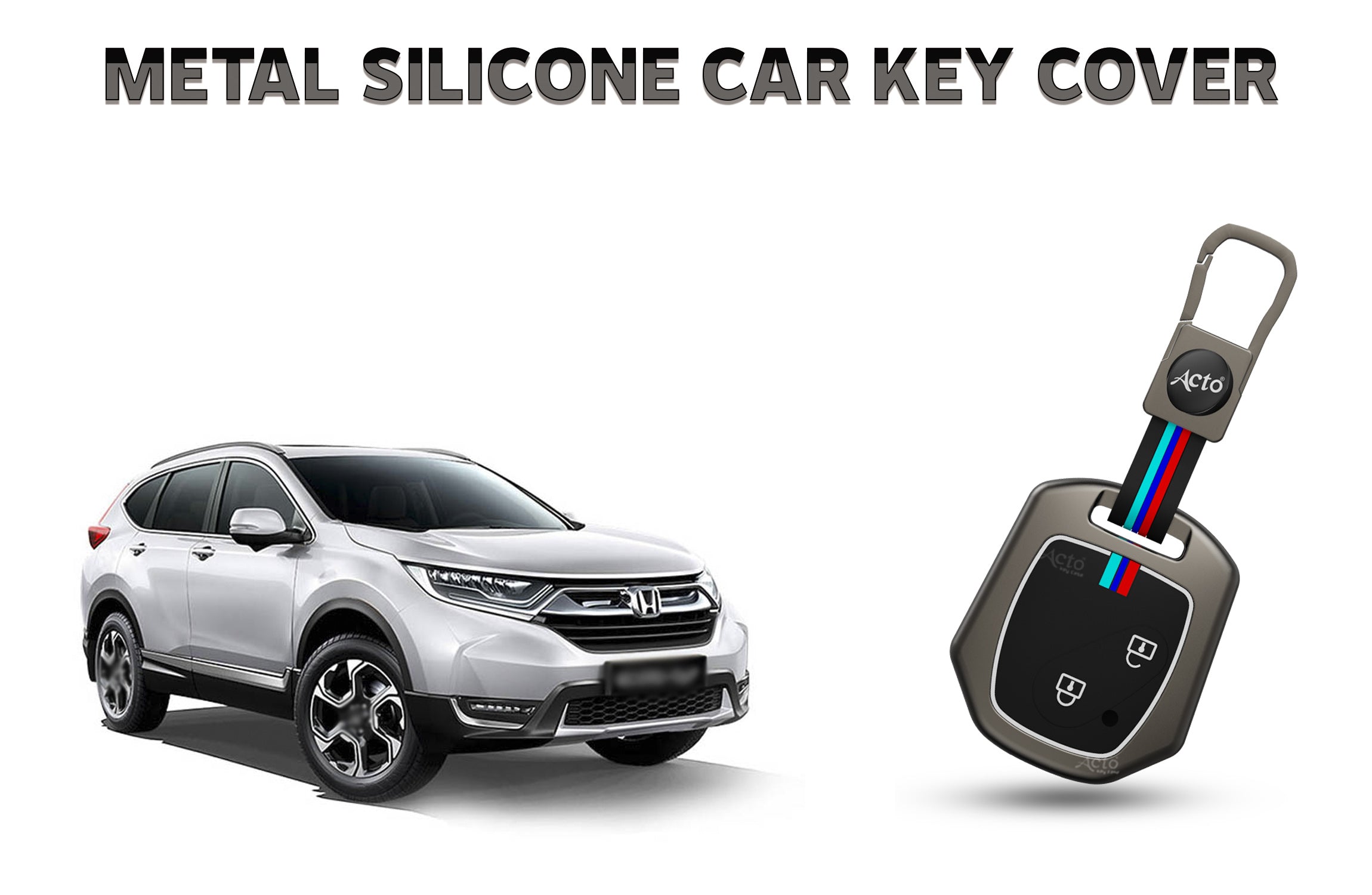 Acto Car Key Cover Metal Silicone Compatible with Honda CR-V