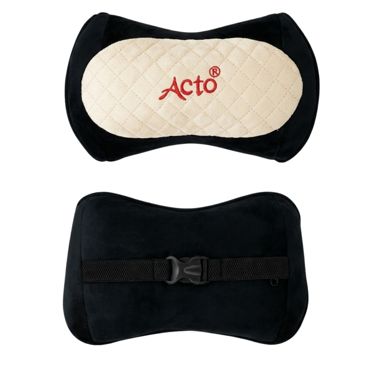 Acto Premium Car Neck Rest Cushion Kaju | Ergonomic Memory Foam Headrest Pillow | Soft Quilted Design | Neck & Cervical Support for Long Drives | Universal Fit for All Cars