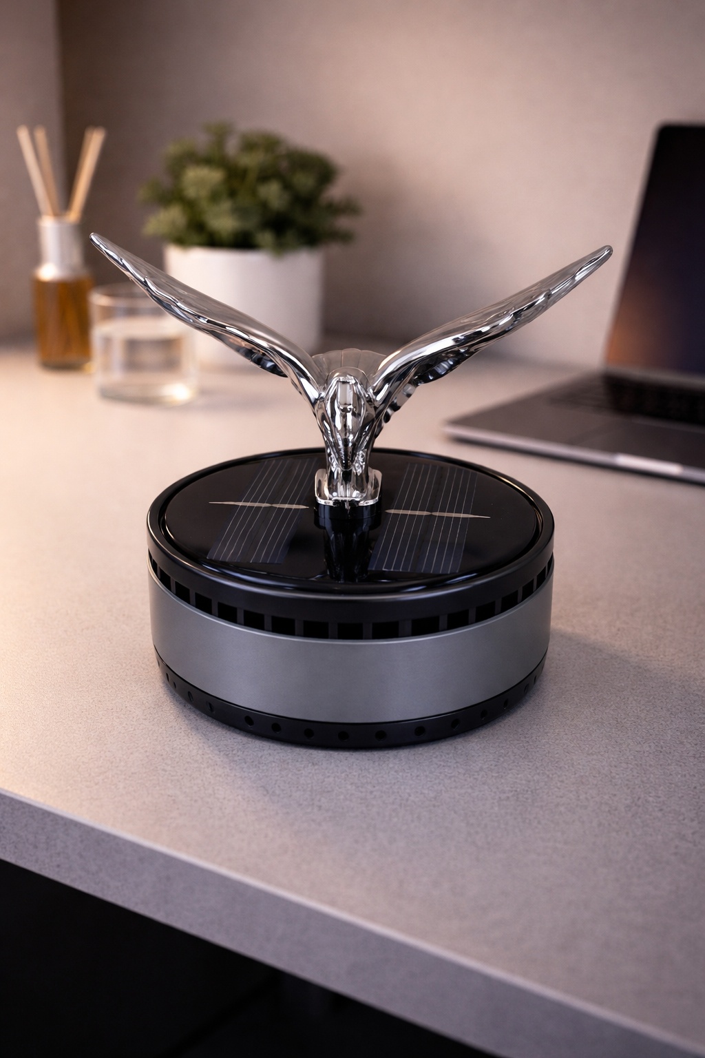 Acto Solar Powered Rotating Eagle Showpiece with Aroma Diffuser Bottle – Romantic Dashboard & Home Decor