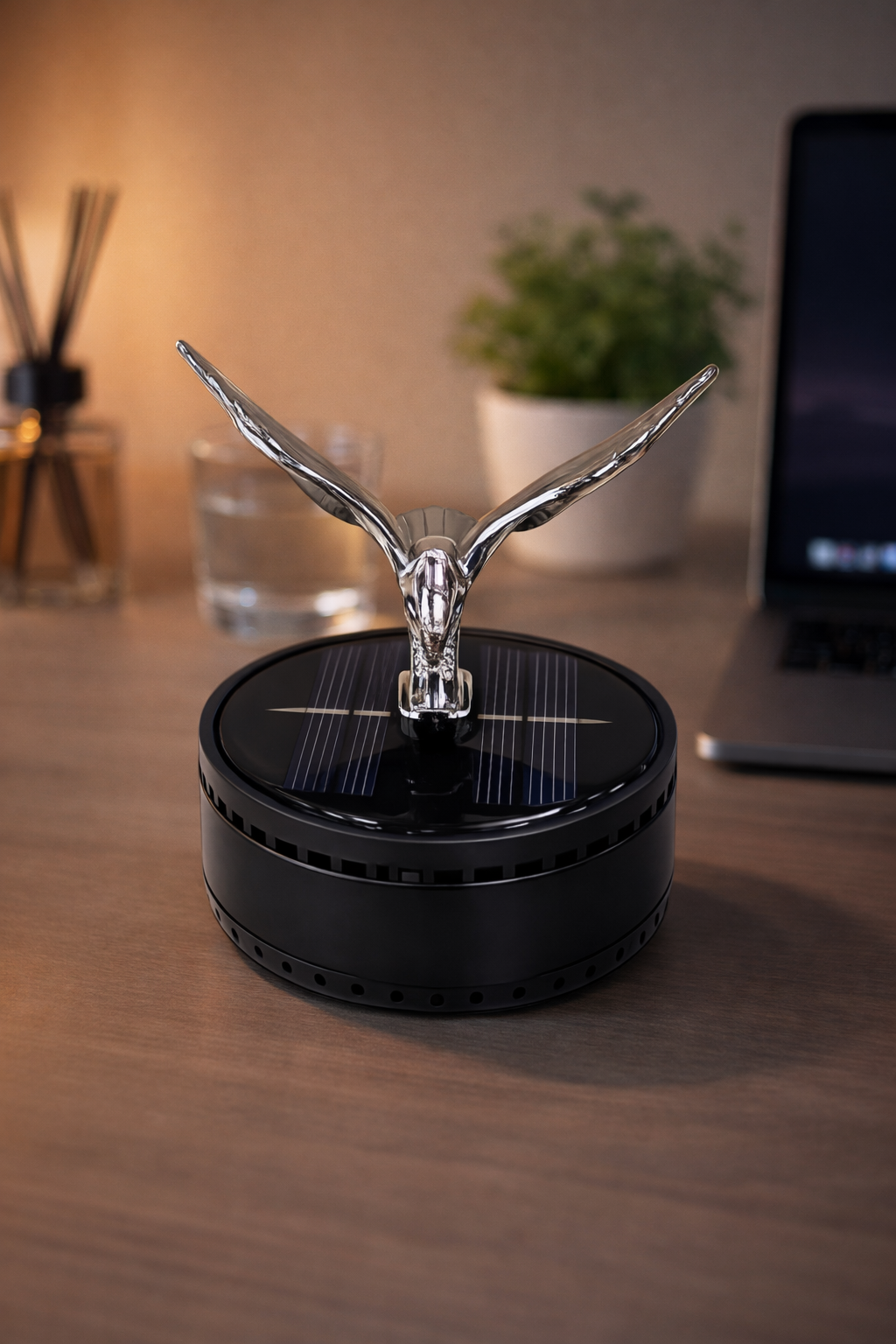 Acto Solar Powered Rotating Eagle Showpiece with Aroma Diffuser Bottle – Romantic Dashboard & Home Decor