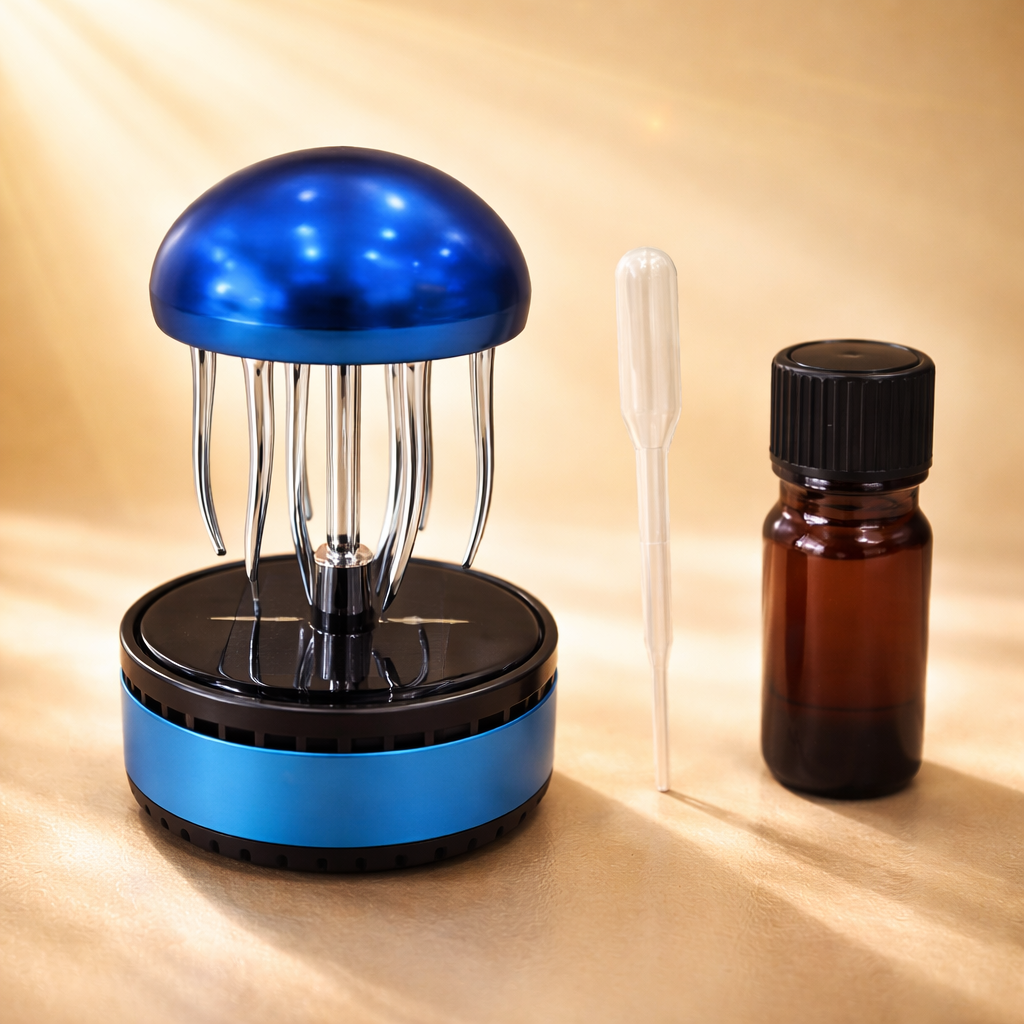 Acto Solar Powered Rotating Fountain Showpiece with Aroma Diffuser Bottle – Romantic Dashboard & Home Decor