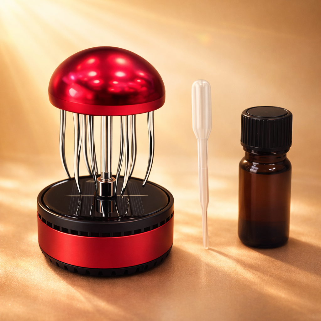 Acto Solar Powered Rotating Fountain Showpiece with Aroma Diffuser Bottle – Romantic Dashboard & Home Decor