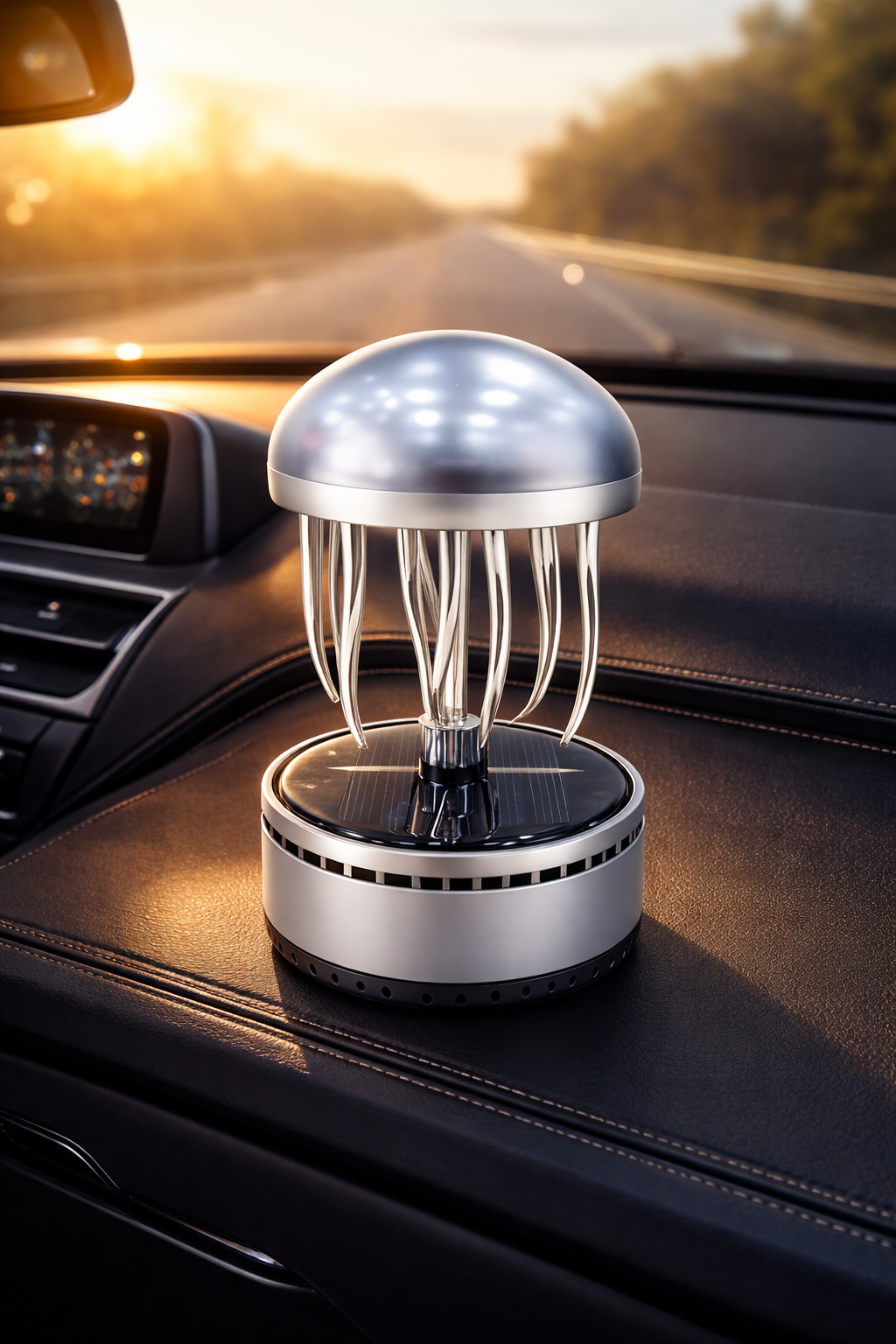 Acto Solar Powered Rotating Fountain Showpiece with Aroma Diffuser Bottle – Romantic Dashboard & Home Decor