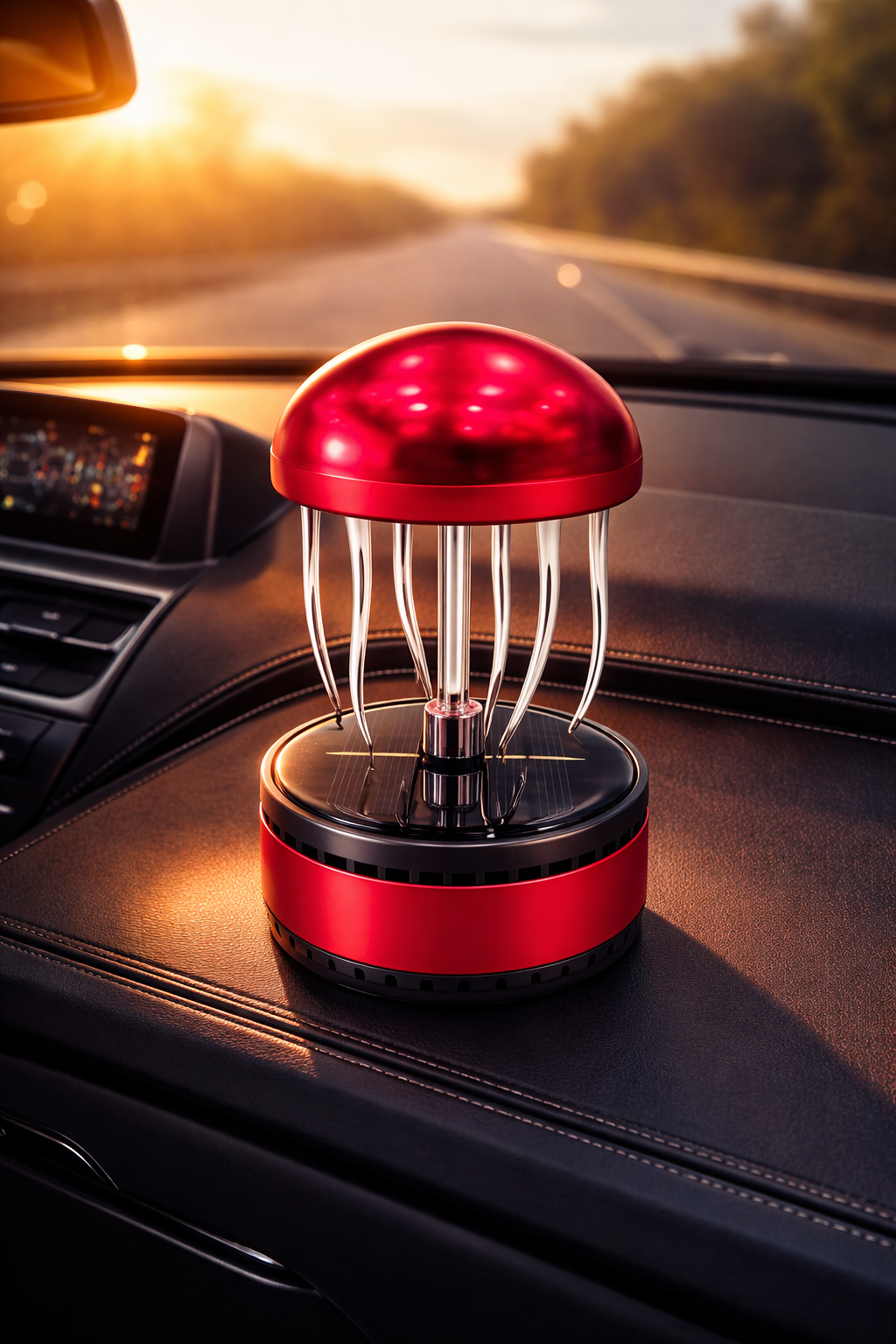 Acto Solar Powered Rotating Fountain Showpiece with Aroma Diffuser Bottle – Romantic Dashboard & Home Decor