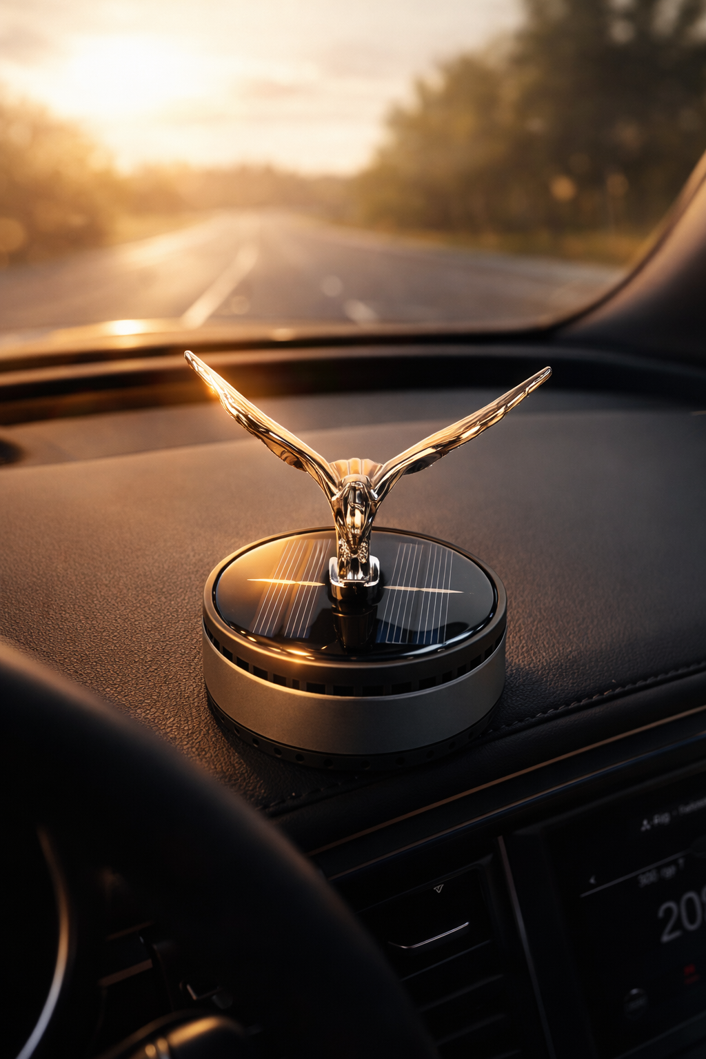 Acto Solar Powered Rotating Eagle Showpiece with Aroma Diffuser Bottle – Romantic Dashboard & Home Decor