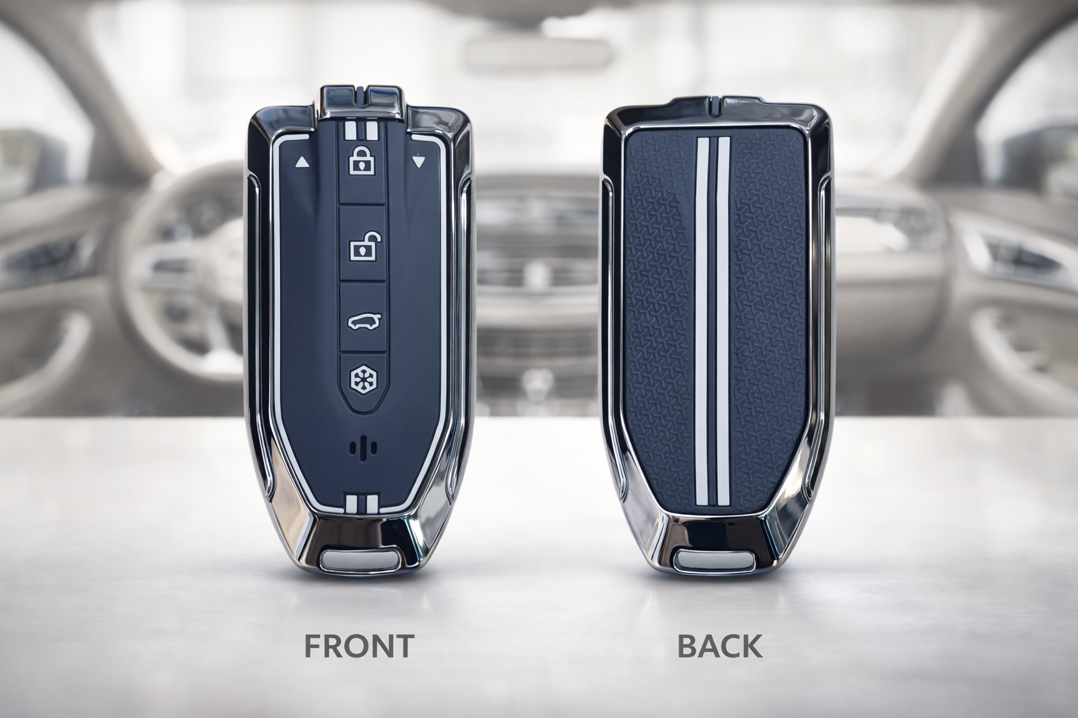 Acto Metal Sapphire Key Cover and Key chain Compatible with Mahindra BE-6,XEV9 4-Button Smart Key Pack of 1 (Glow in the Night)