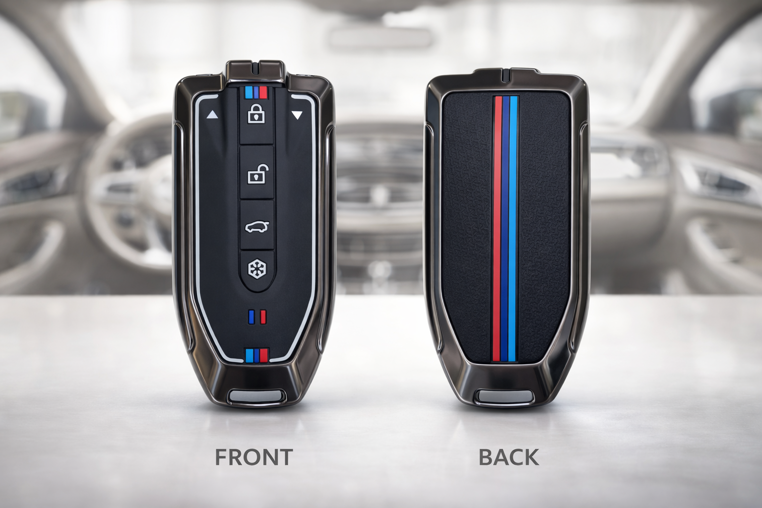 Acto Metal Sapphire Key Cover and Key chain Compatible with Mahindra BE-6,XEV9 4-Button Smart Key Pack of 1 (Glow in the Night)