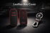 ACTO Leather Car Key Cover with Key Chain Compatible for Audi A8 / Q7 / RS / TT 3 Button Smart Key | Black with Red Stitching | Premium Leather Key Case | 360° Protection | Stylish Key Fob Cover | Pack of 1
