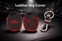 ACTO Leather Car Key Cover with Key Chain Compatible for Ford Figo & Aspire 3 Button Smart Key | Premium Black Leather with Red Stitching | 360° Protection | Pack of 1