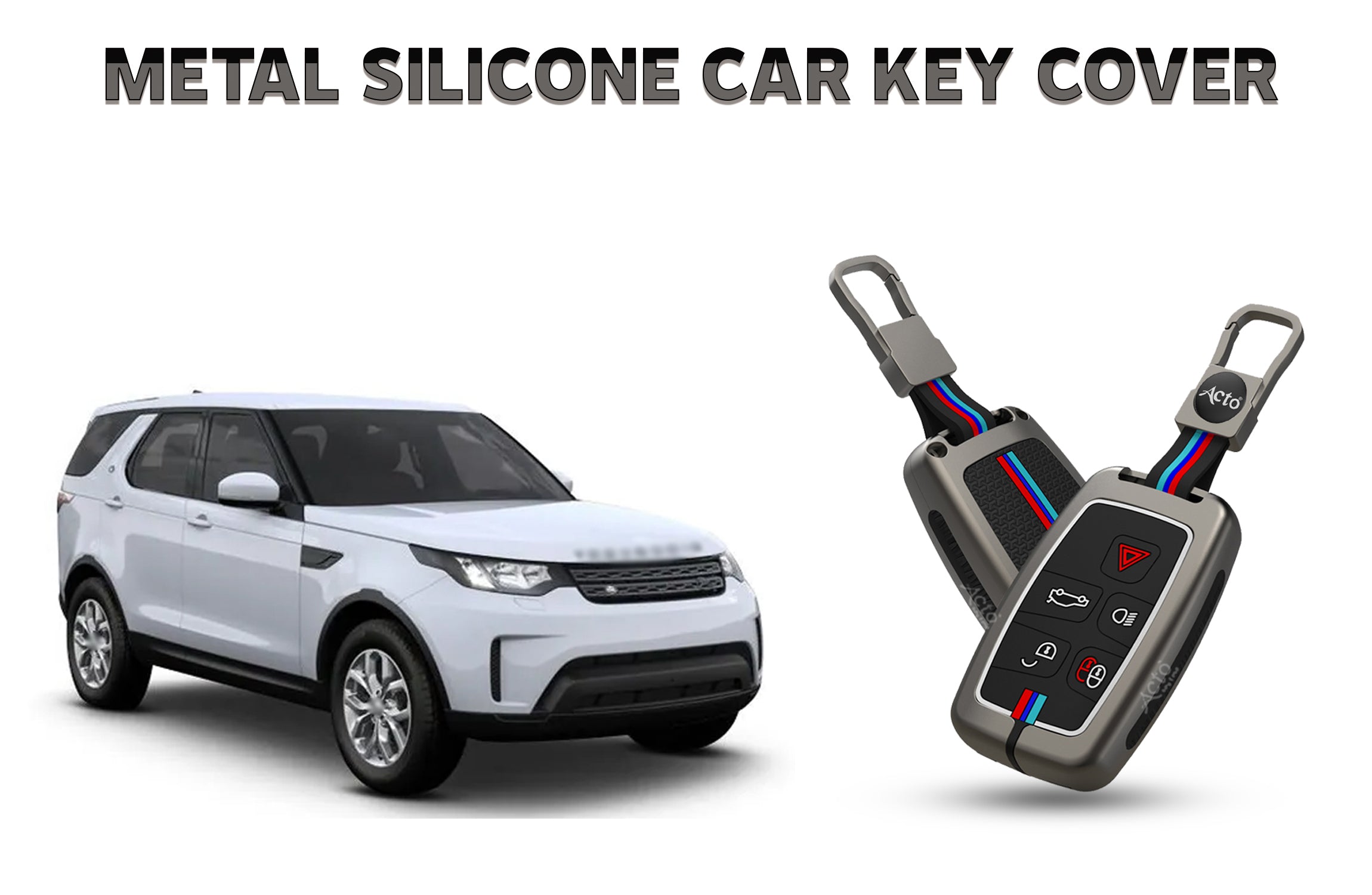 Acto Car Key Cover Metal Silicone Compatible with Land Rover Discovery