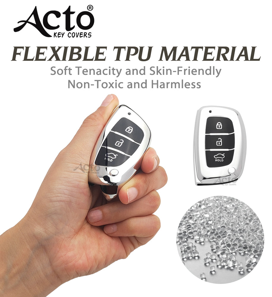 Acto Car Key Cover Chromium Series Compatible with I-20 Elite