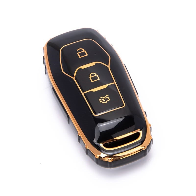 Acto TPU Gold Series Car Key Cover With TPU Gold Key Chain For Ford Ecosport