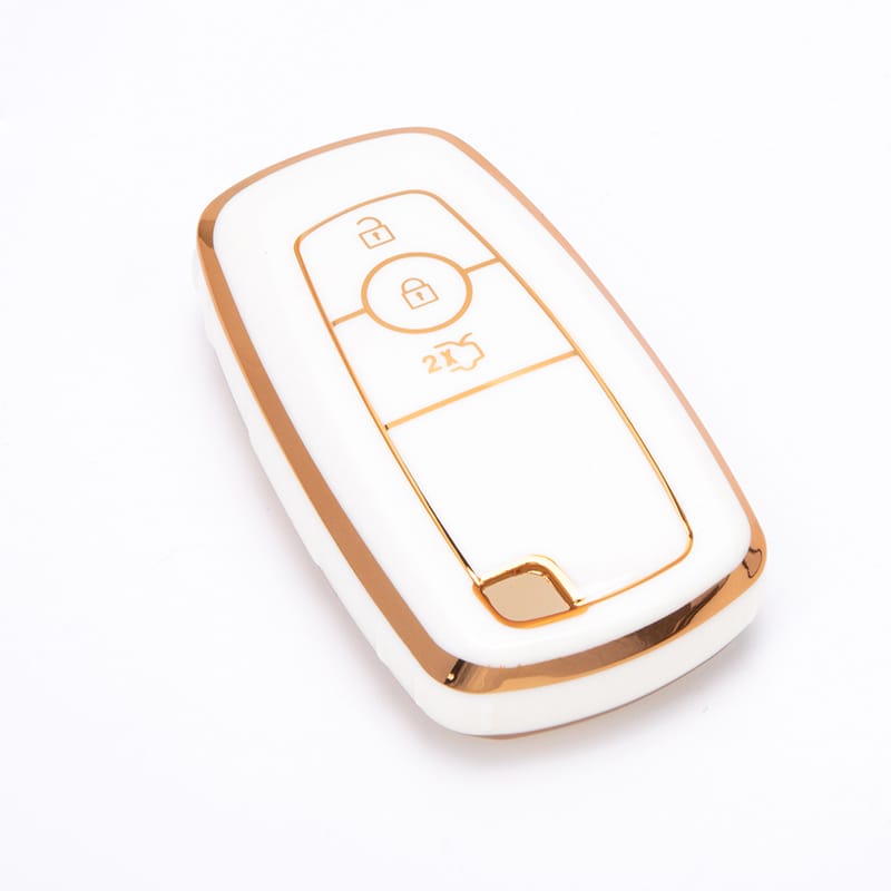 Acto TPU Gold Series Car Key Cover With Diamond Key Ring For Ford Aspire