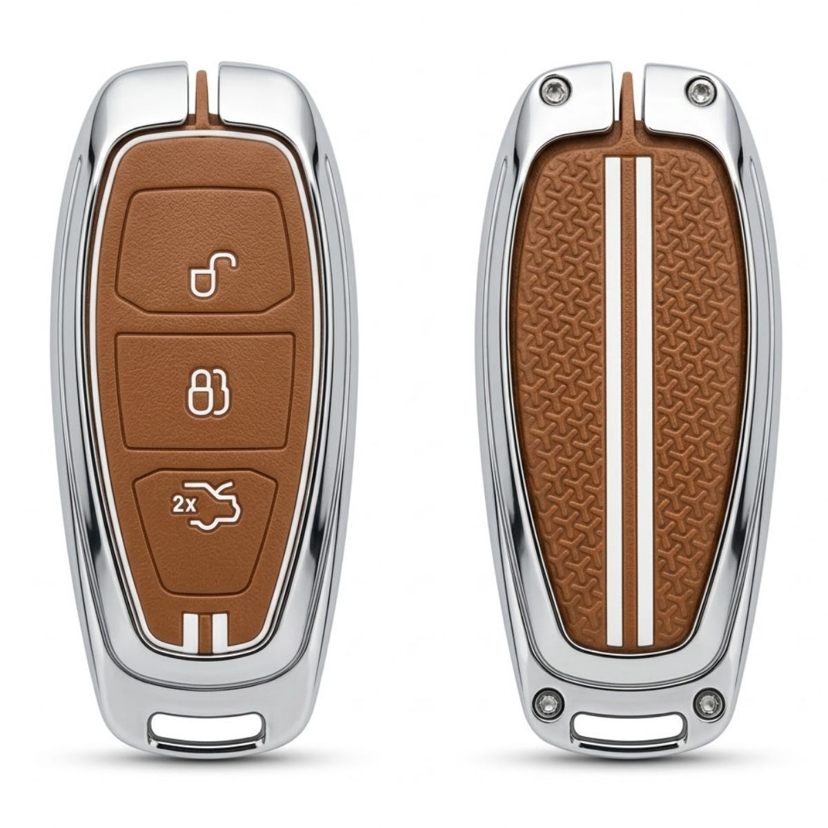 Acto Metal Sapphire Key Cover & Key Chain Compatible with Ford EcoSport Smart Key & Xhorse Duplicate Key | Premium Zinc Alloy Case | Glow-in-the-Dark Buttons | 360° Full Protection | Pack of 1