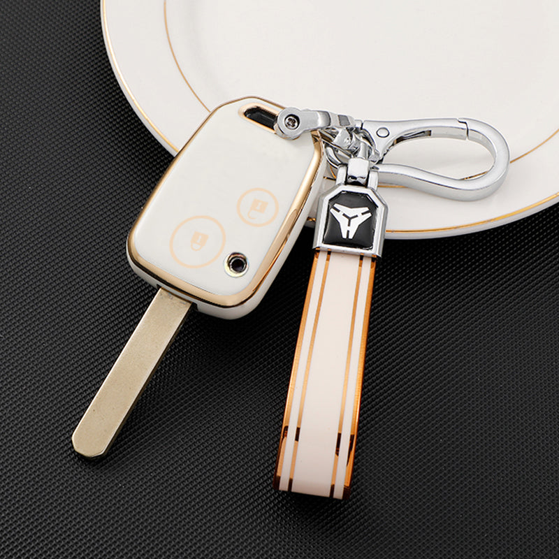 Acto TPU Gold Series Car Key Cover With TPU Gold Key Chain For Honda Jazz