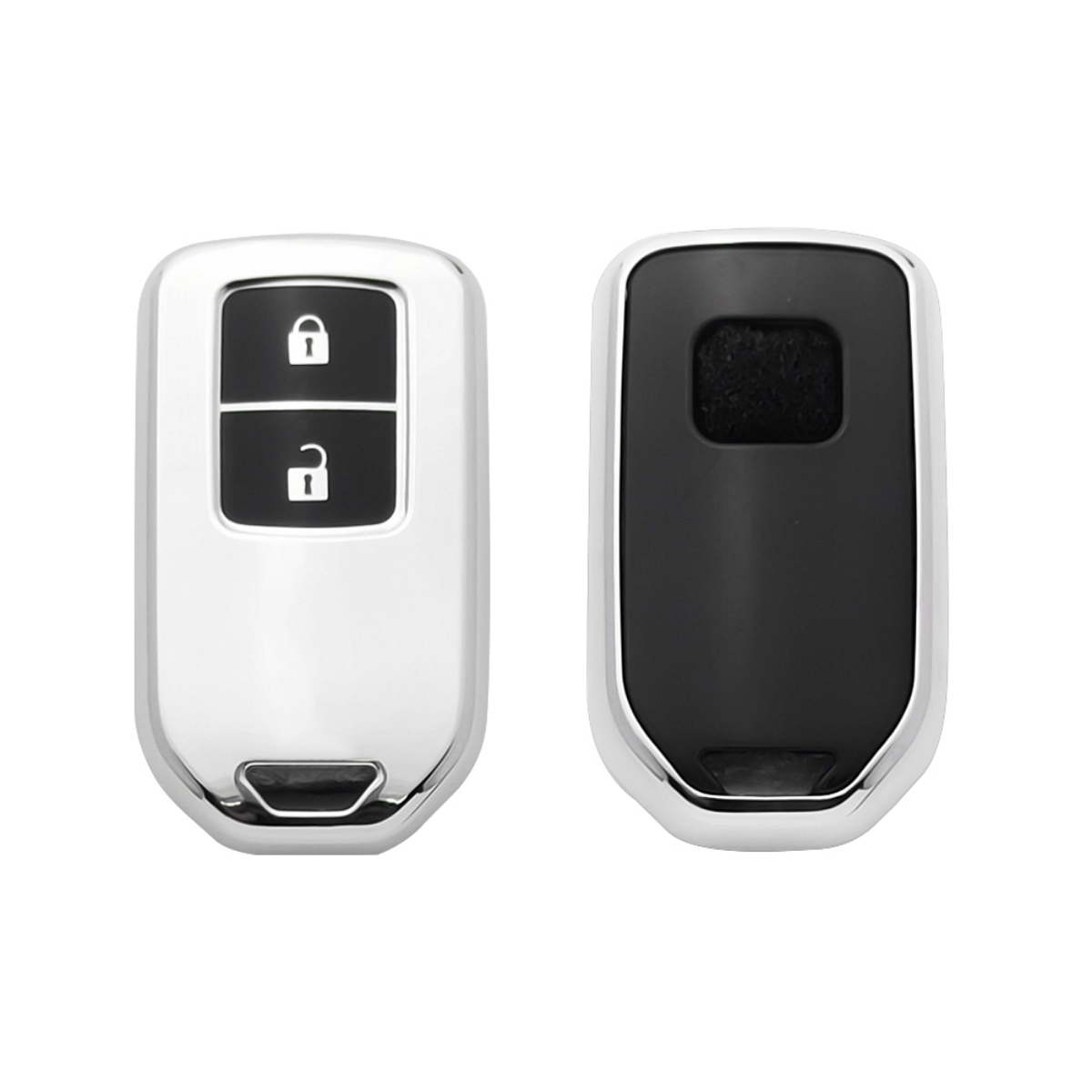 Acto Car Key Cover Chromium Series Compatible with Honda Accord, Civic, WR-V, BR-V, CR-V, City, Jazz 2 Button Smart Key | Premium Chrome Finish Hard Case | 360° Protection | Scratch Resistant | Keychain Included (Pack of 1)