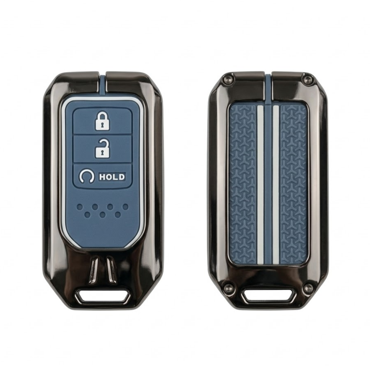 Acto Metal Sapphire Key Cover & Key Chain Compatible with Honda Accord, Civic, WR-V, CR-V, BR-V, City & Jazz | Premium Metal Key Case | Glow in the Night | 360° Protection | Pack of 1 Set