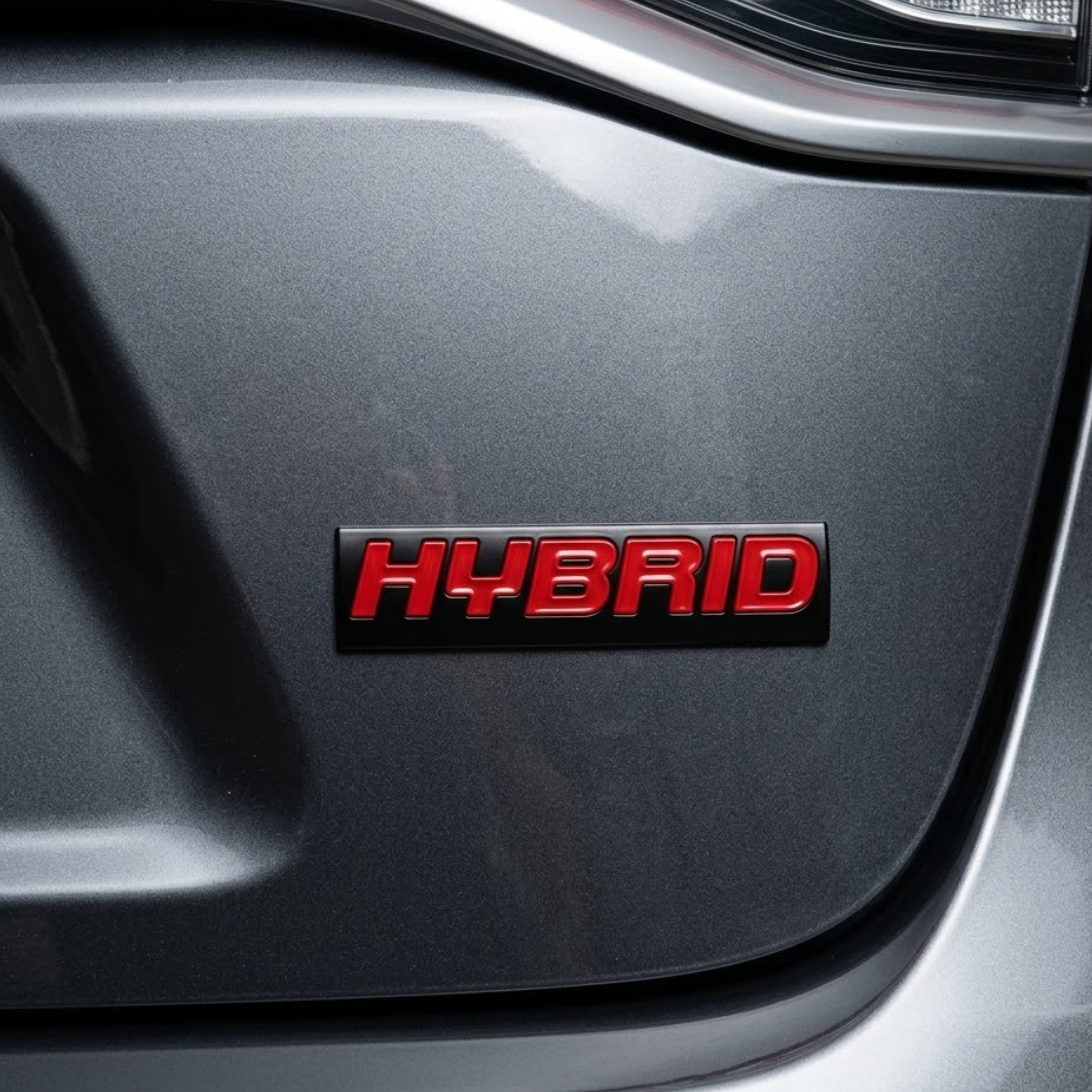 Carsonify 3D Metal Hybrid Car Badge Emblem Sticker | Aluminum Alloy Hybrid Logo Decal | Self-Adhesive Car & Bike Exterior Decoration | Premium Metallic Auto Styling