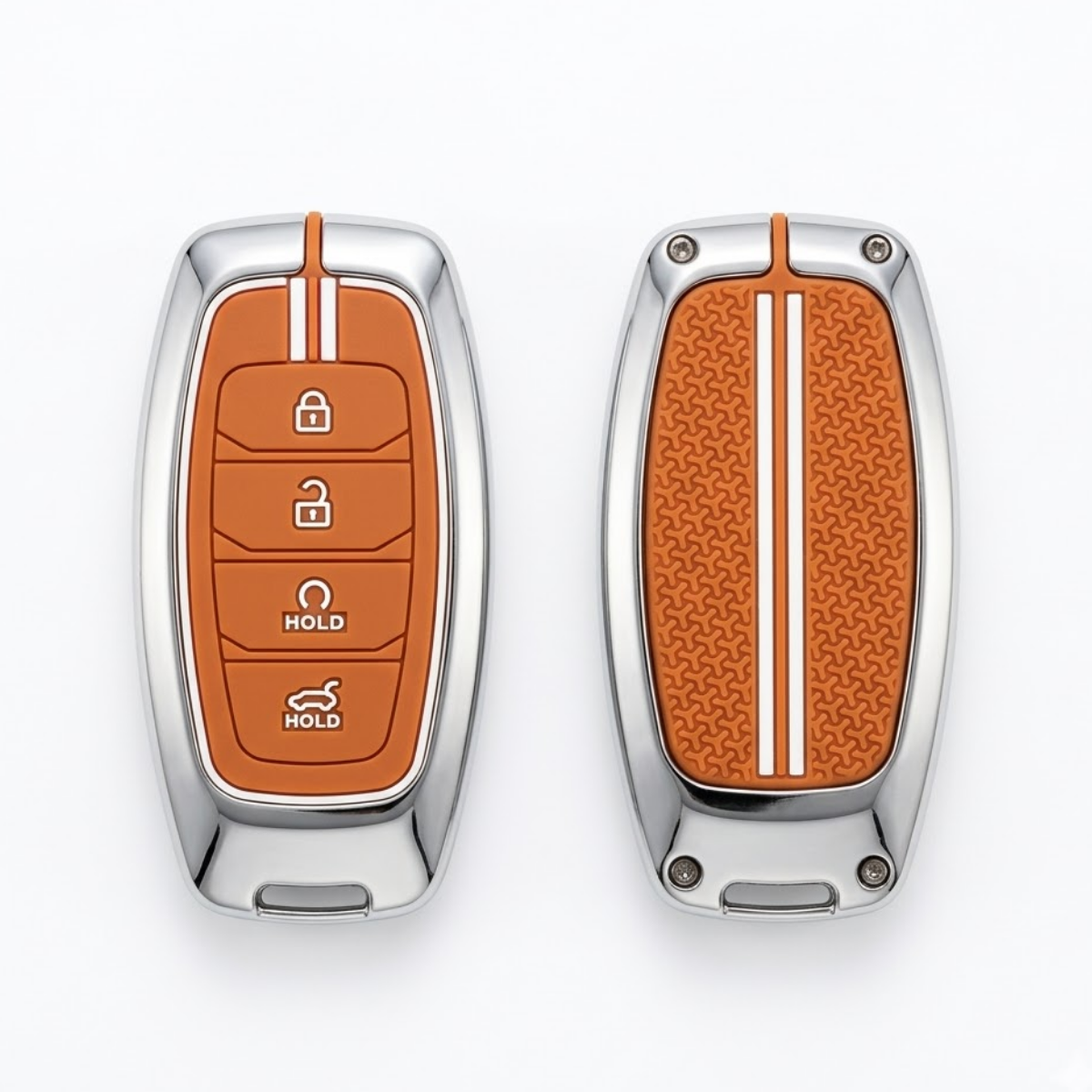 Acto Metal Sapphire Key Cover & Key Chain Compatible with Hyundai New Verna 2020 & Tucson 2021 Smart Key | Premium Metal Key Case | Glow-in-the-Dark Buttons | 360° Protection | Luxury Car Key Fob Protector | Pack of 1 Set